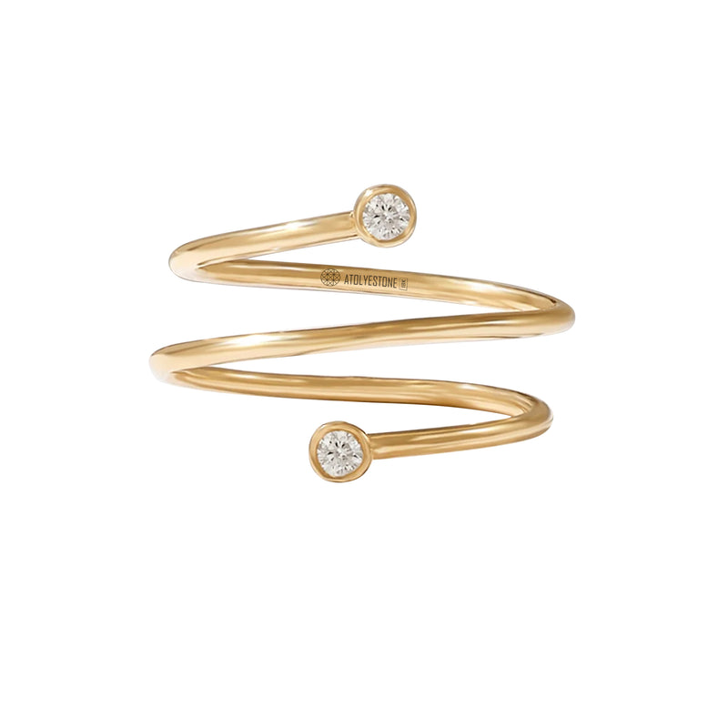 Diamond Spiral Bezel Stacking Ring - Solid Gold