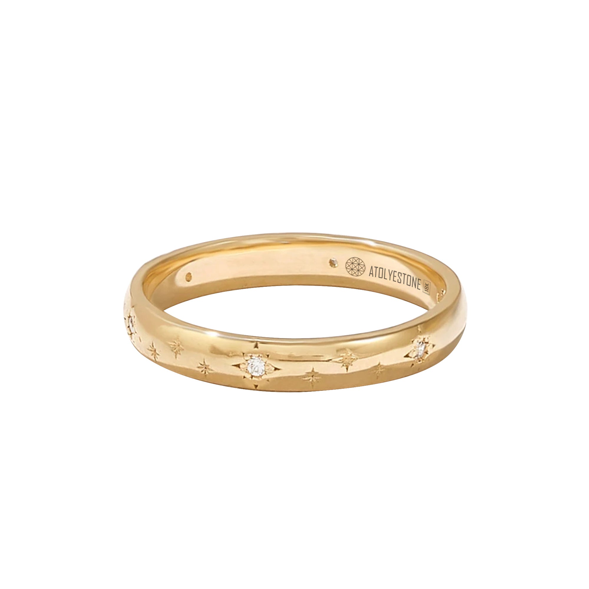 Women's Real Yellow Gold 0.05 ctw Diamond Star Pave Band Ring