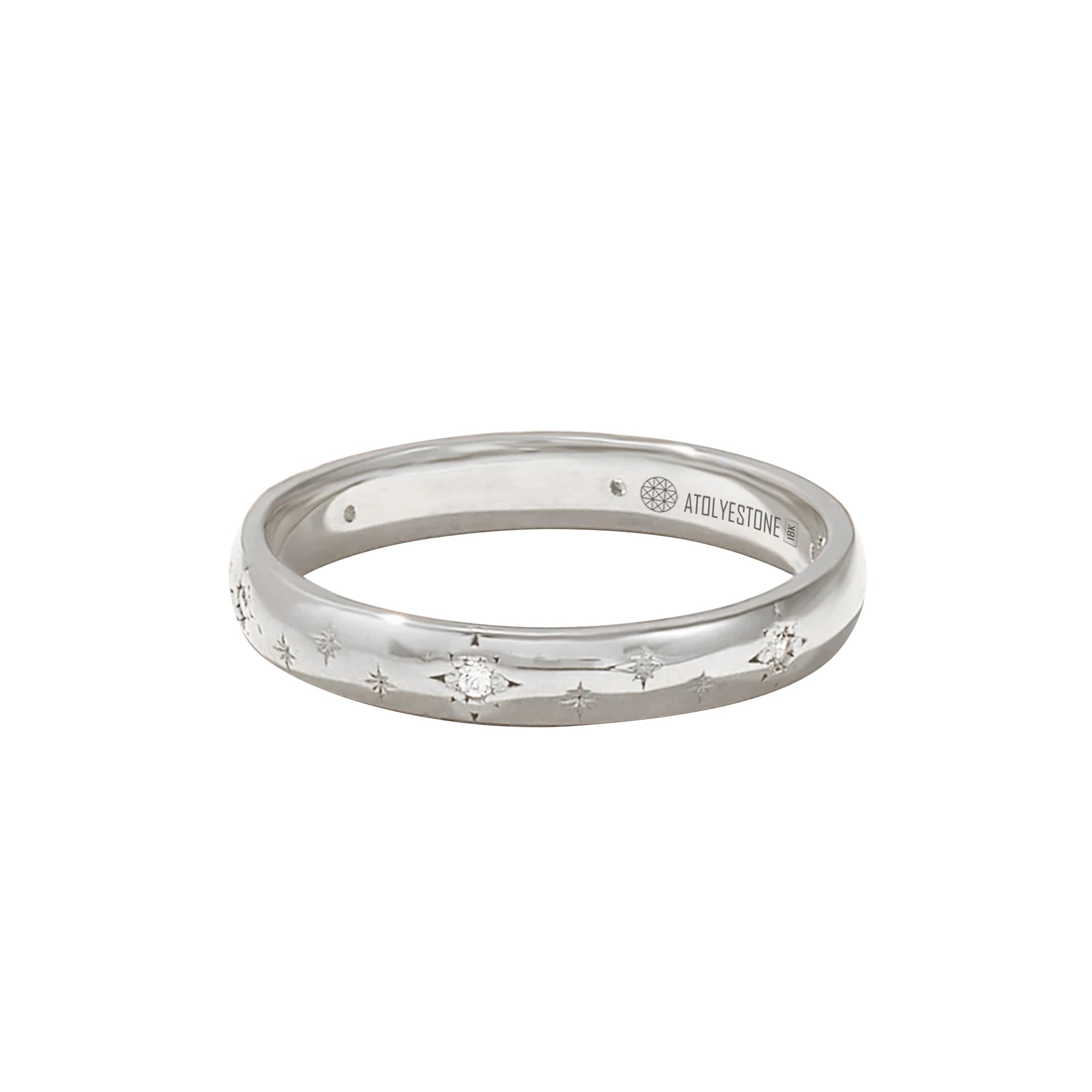 Women's Real White Gold 0.05 ctw Diamond Star Pave Band Ring