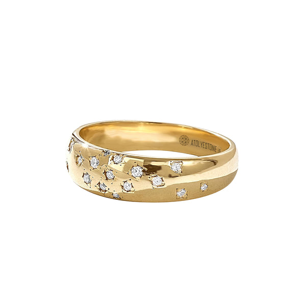 0.17ctw Diamond Paved Real Yellow Gold Band Ring