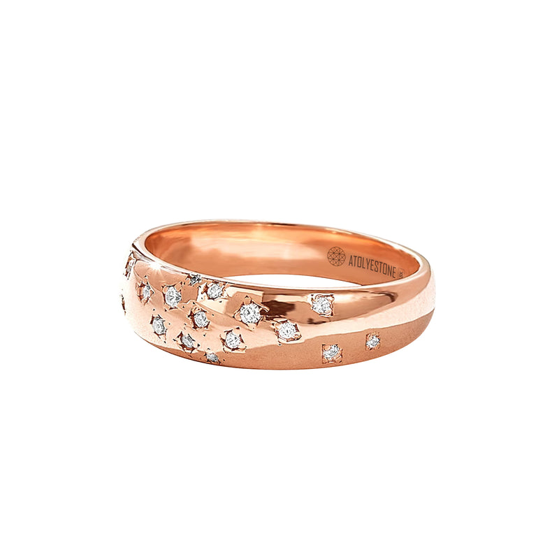 0.17ctw Diamond Paved Real Rose Gold Band Ring