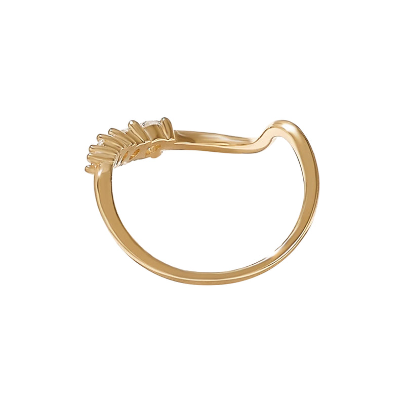 Solid Gold Stackable Wave Ring Paved with 0.36 Genuine Diamonds