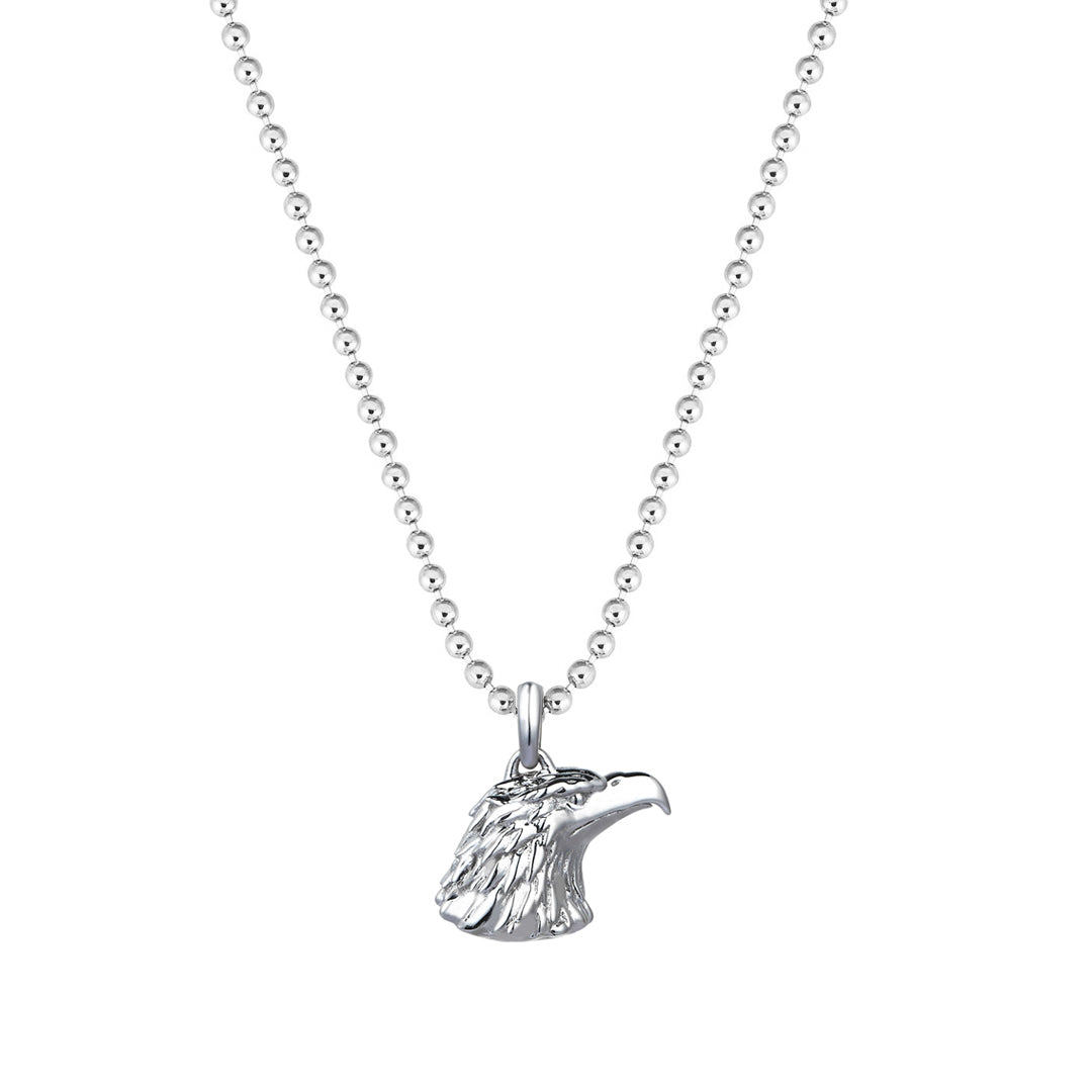 18k Eagle Charm Necklace - White Gold