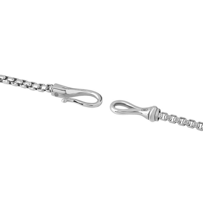 14K Real White Gold Fish Hook Box Chain Bracelet for Men