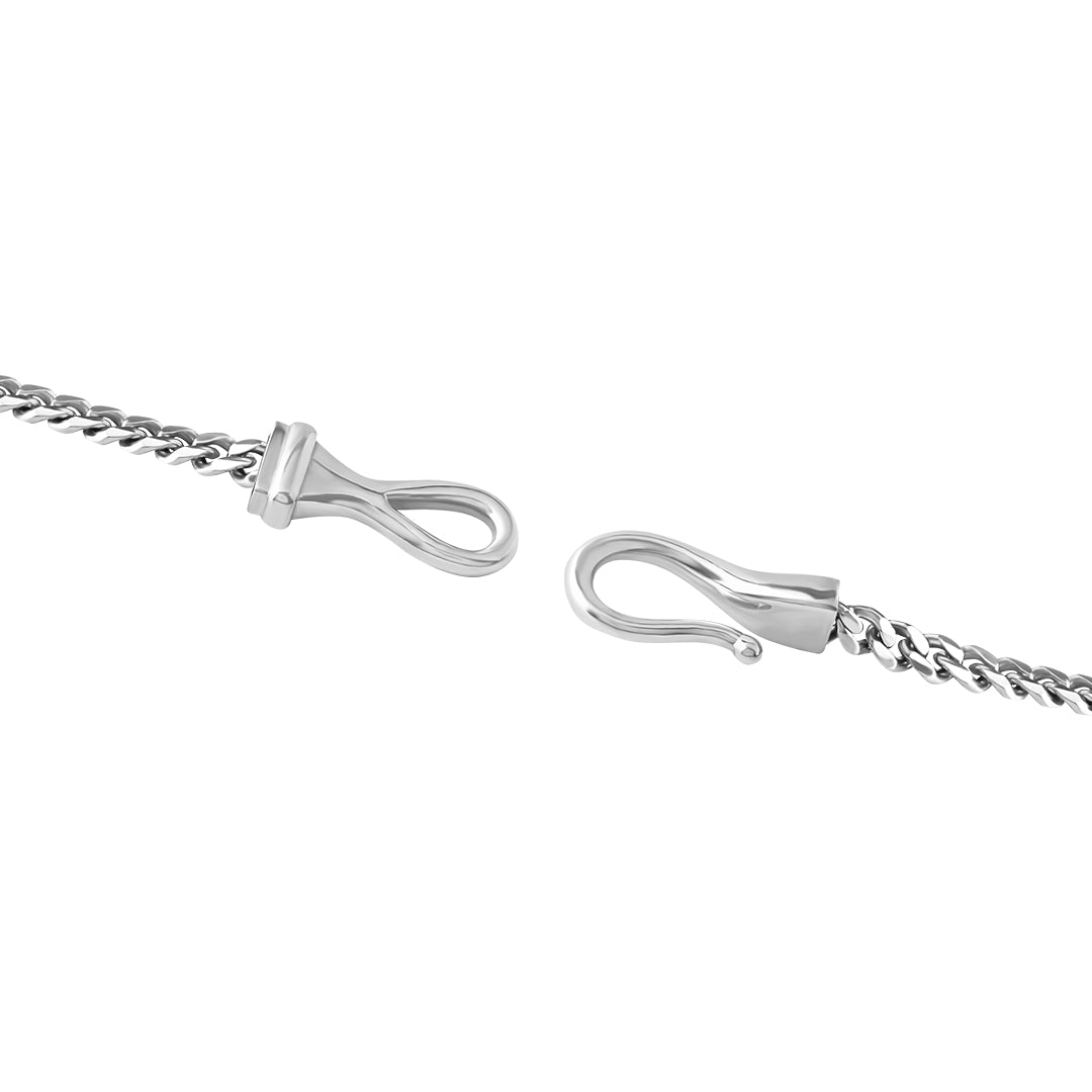 925 Sterling Silver Fish Hook Cuban Chain Bracelet