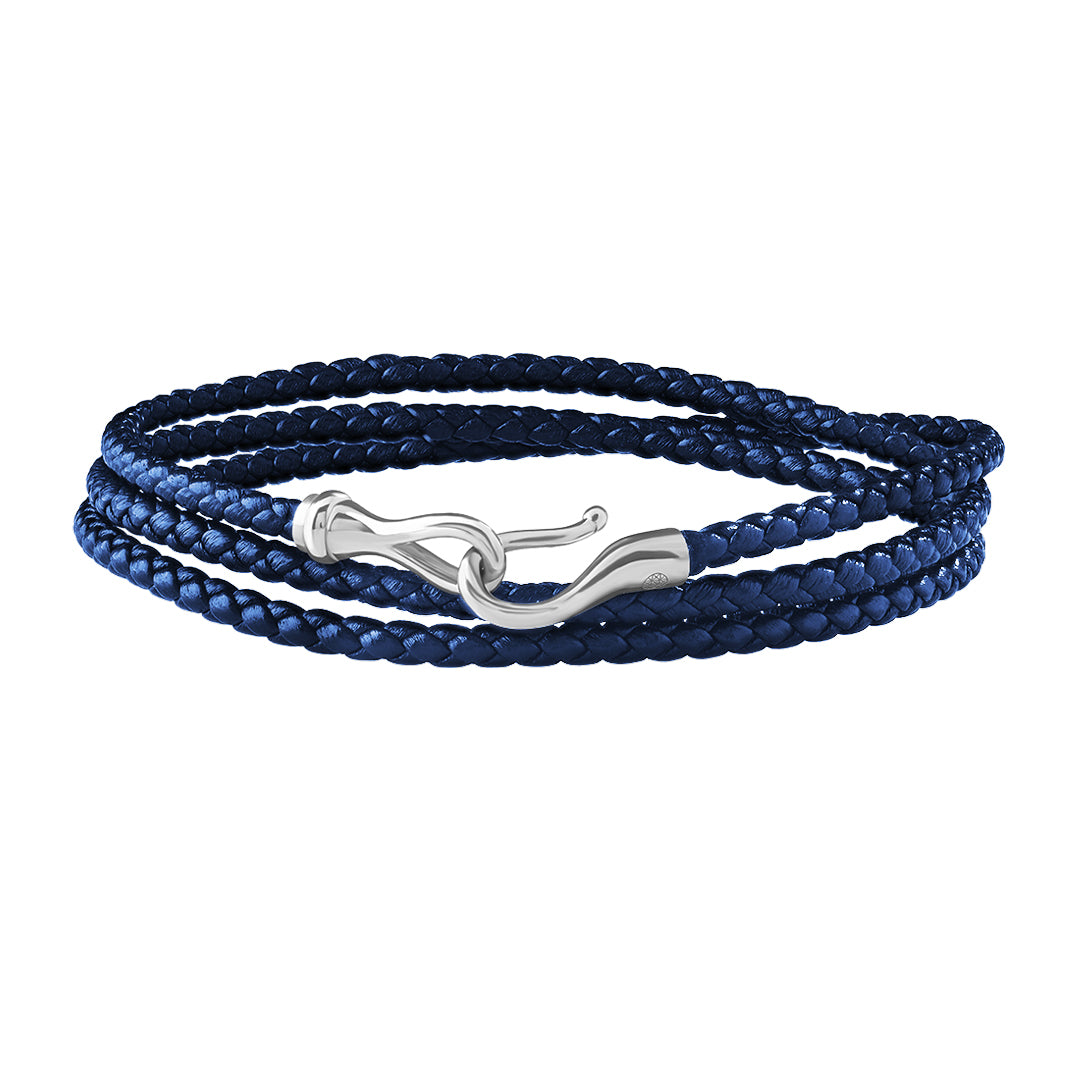 Fish Hook Triple Wrap Leather Bracelet in Gold