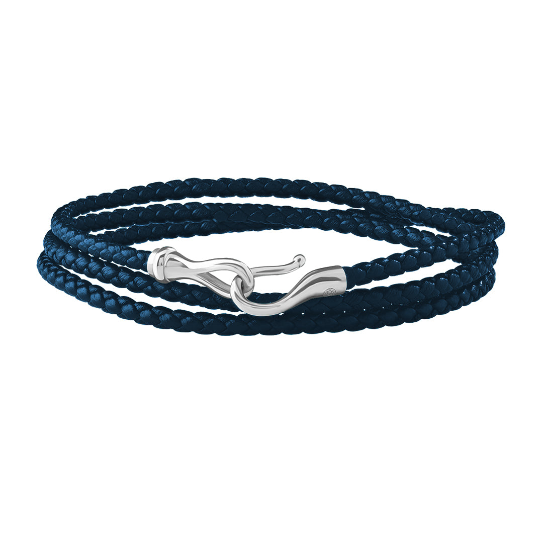Fish Hook Triple Wrap Leather Bracelet in Gold