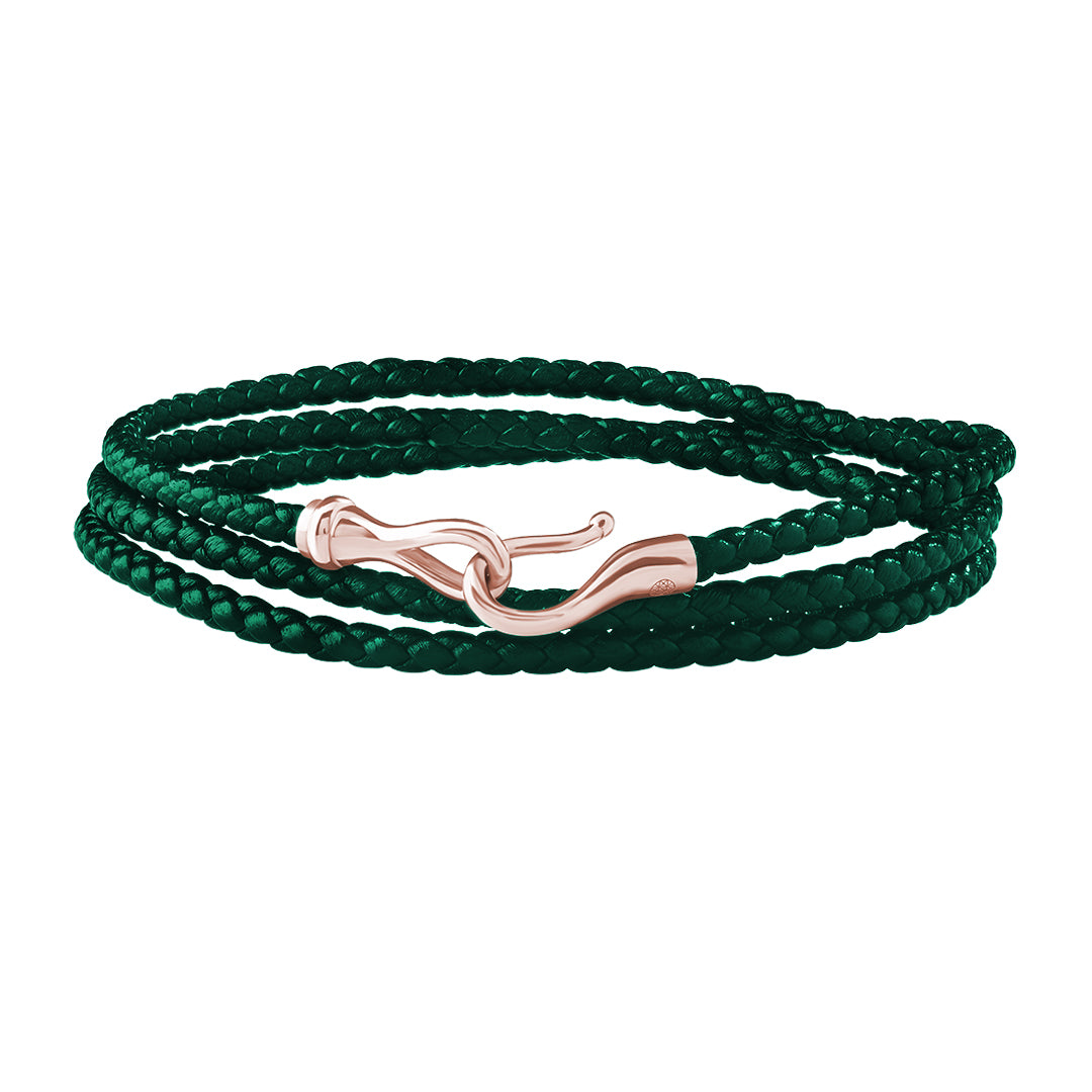 Fish Hook Triple Wrap Leather Bracelet in Gold