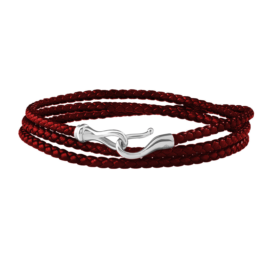 Fish Hook Triple Wrap Leather Bracelet in Gold