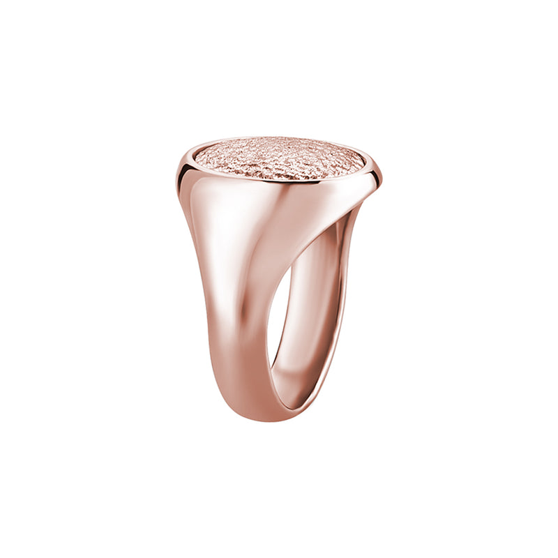 Men's Textured Oval Signet Ring in Solid Rose Gold