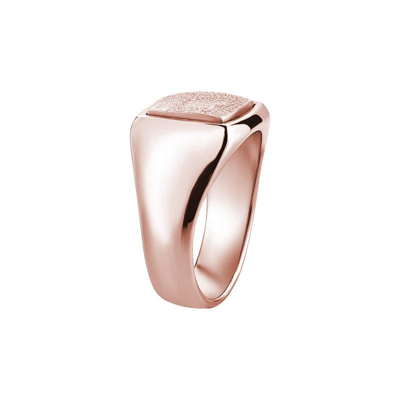 Men's Textured Square Signet Ring in Solid Rose Gold