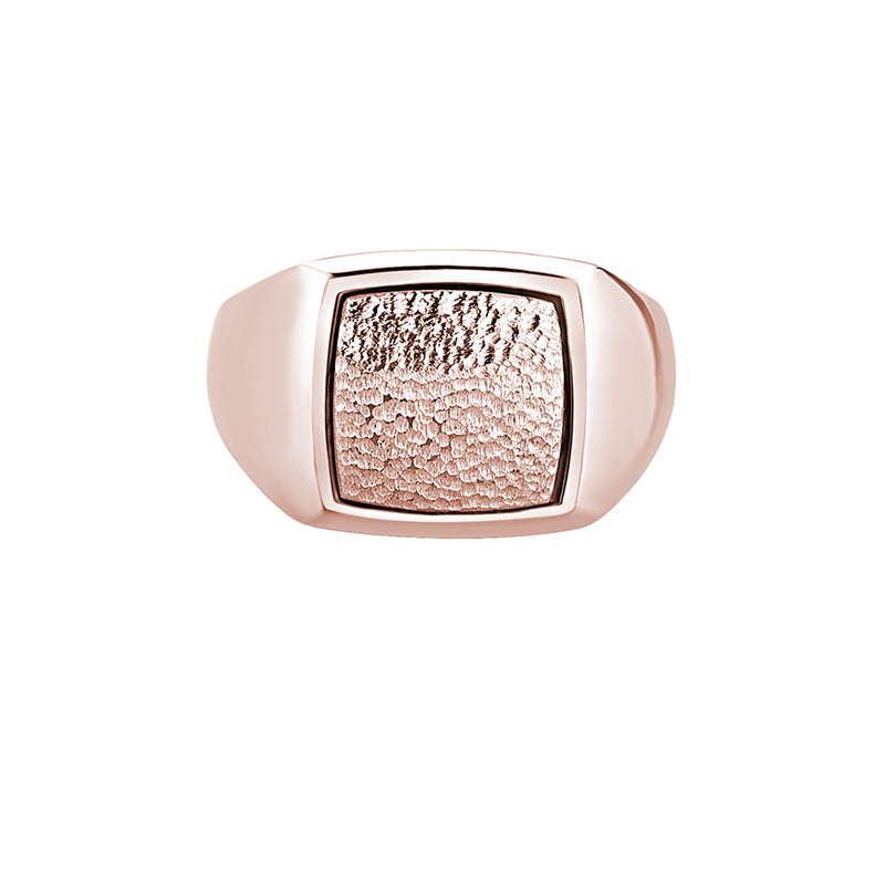 Men's Solid Gold Hammered Cushion Ring