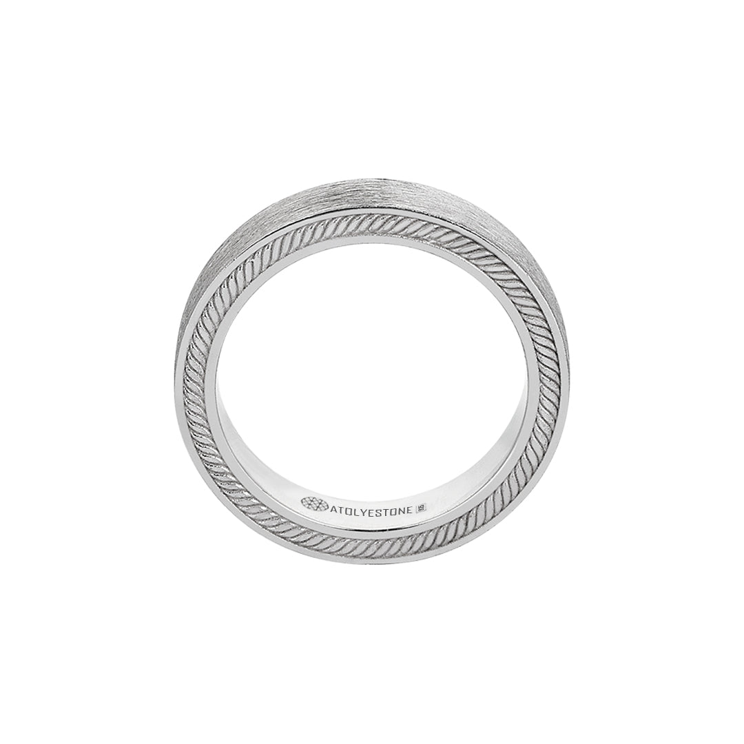 Men's Solid White Gold Hidden Rope Band Ring