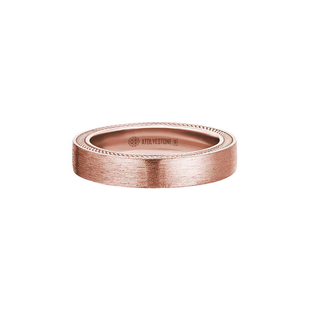 Men's Solid Rose Gold Hidden Rope Band Ring