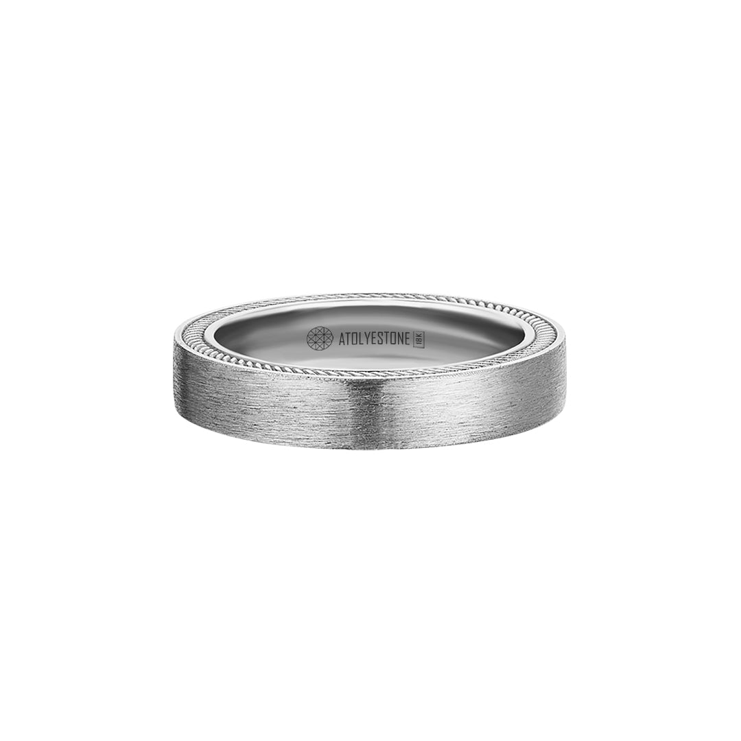 Men's Solid White Gold Hidden Rope Wedding Band Ring