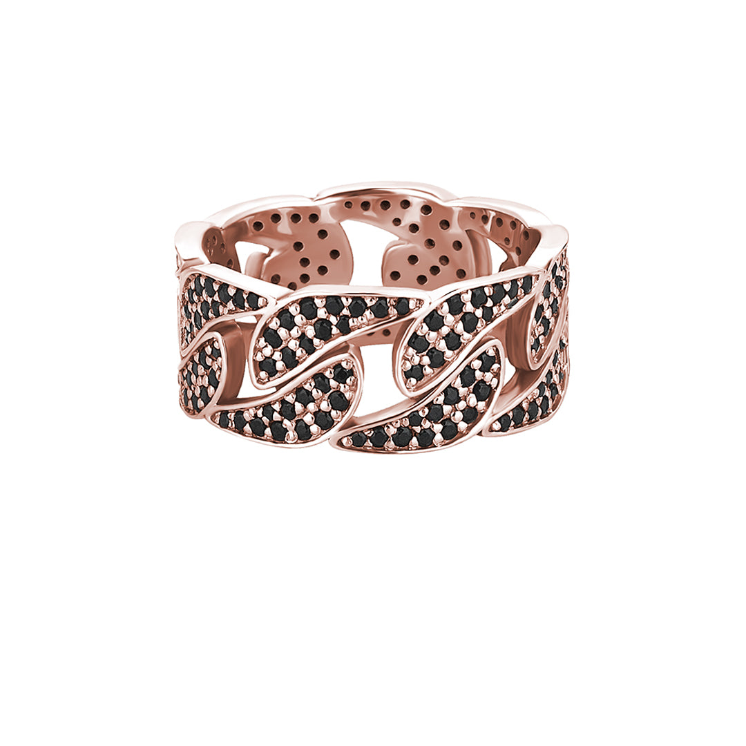 Men's Real Rose Gold Paved Cuban Link Chain Ring