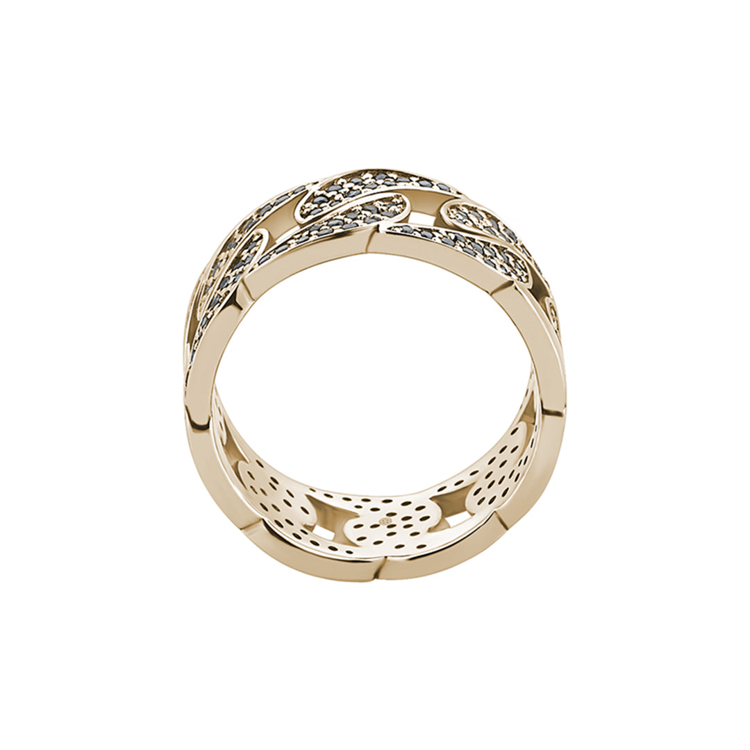 Men's Iced Out 1.66ct Black Diamond Wedding Ring in Solid Yellow Gold