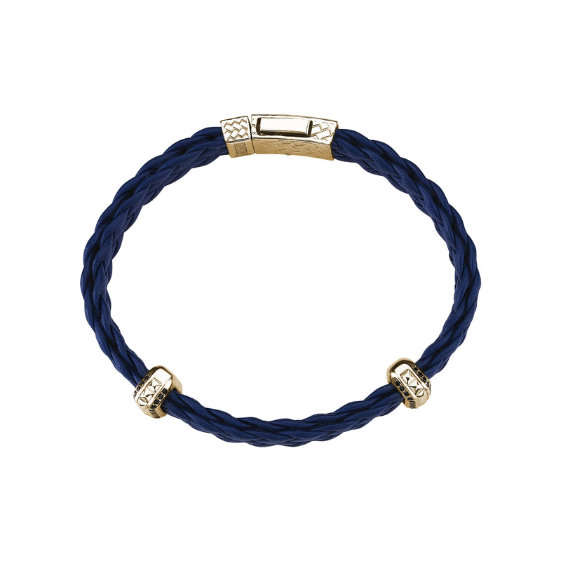 Iconic Elements Leather Bracelet in Yellow Gold