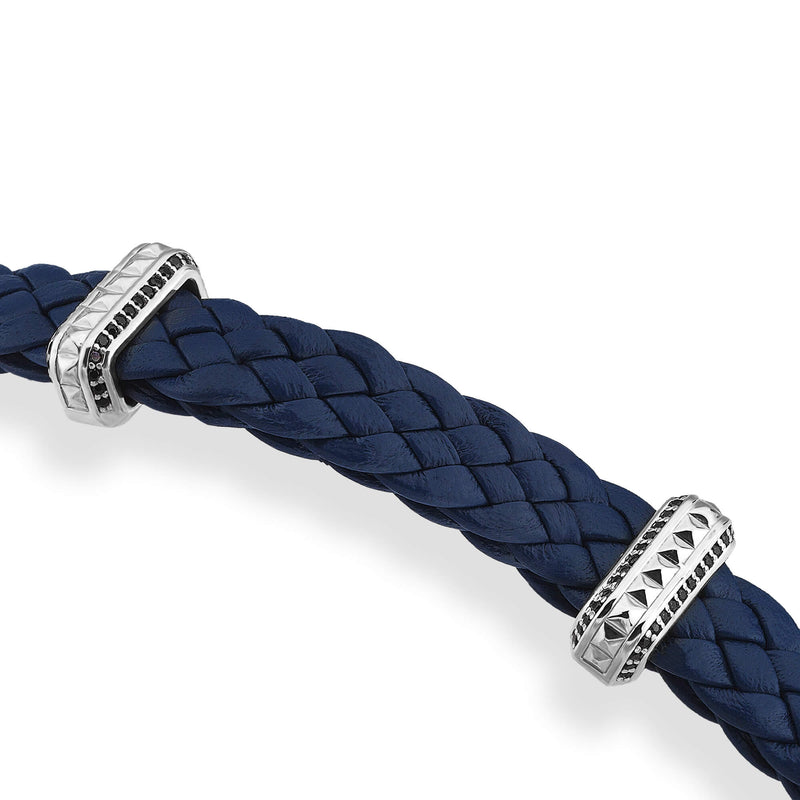 Iconic Elements Leather Bracelet in Silver
