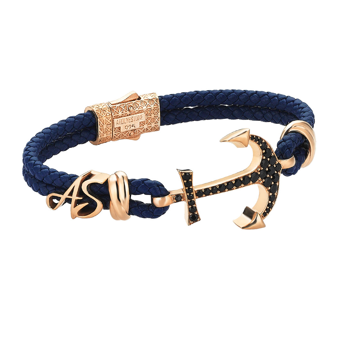 Italic Statement Anchor Leather Bracelet