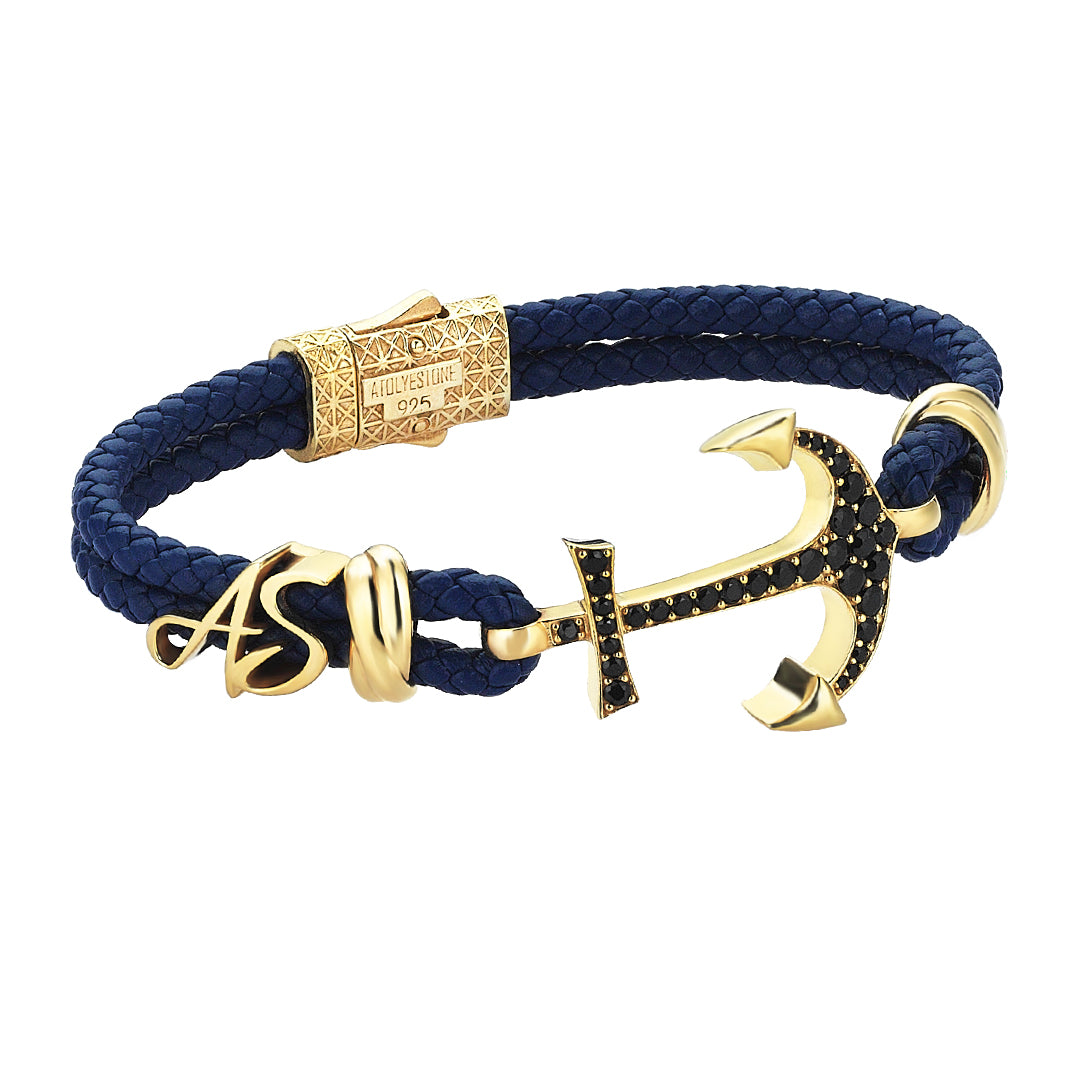 Italic Statement Anchor Leather Bracelet