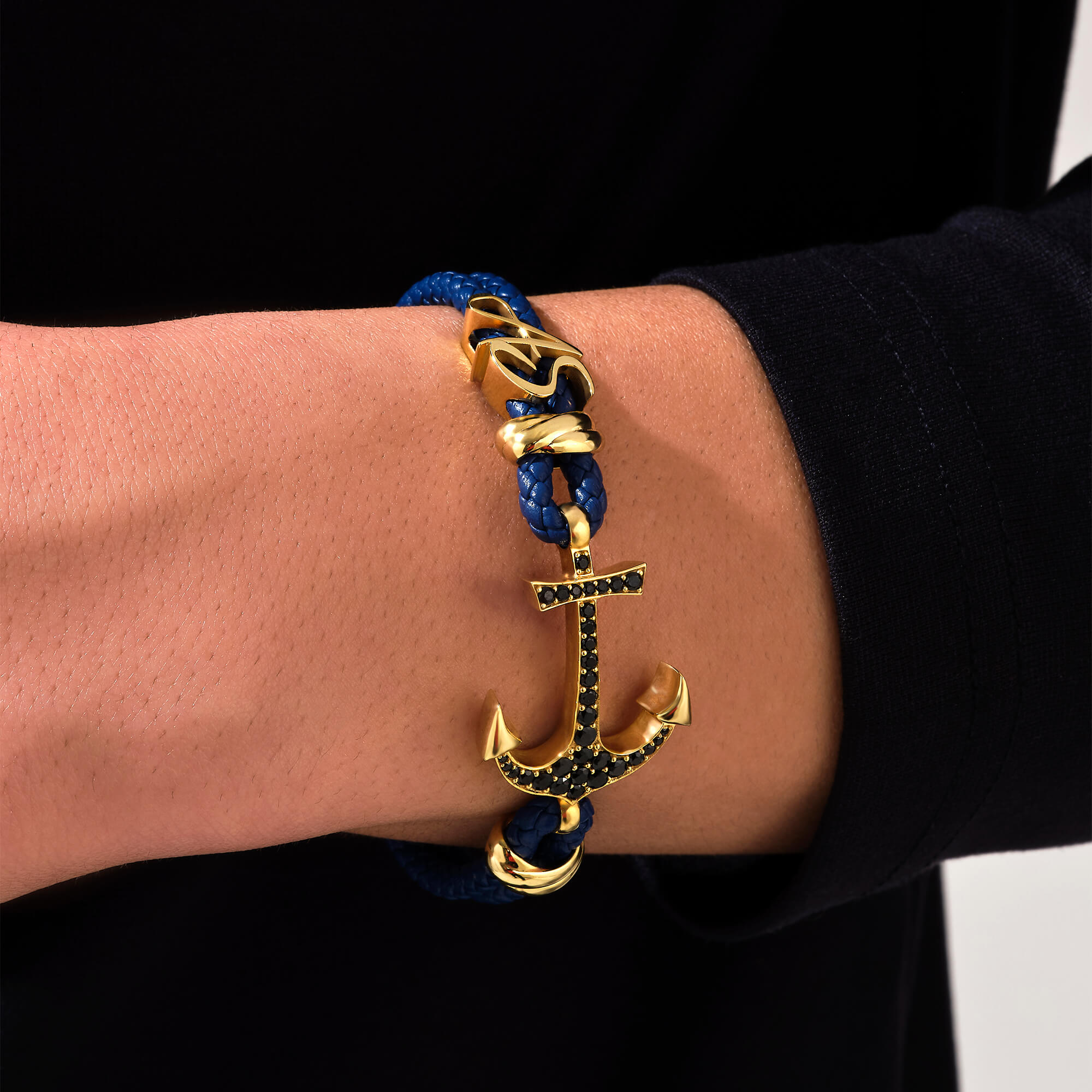Italic Statement Anchor Leather Bracelet
