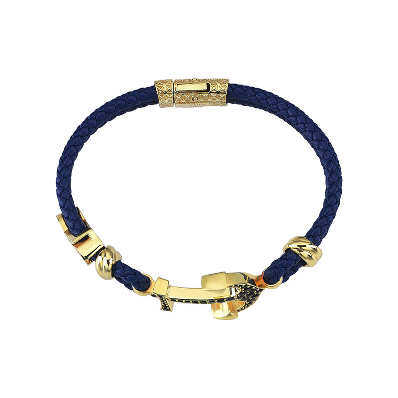 Italic Statement Anchor Leather Bracelet