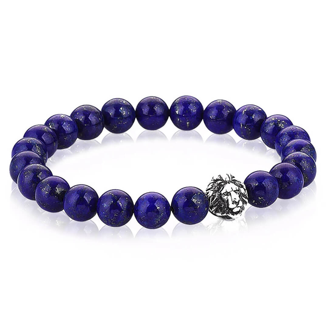 Exclusive Leo Beaded Bracelets - Oxidised Silver - Lapis Lazuli