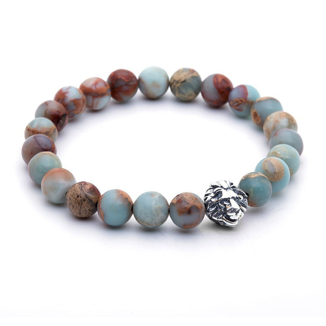 Leo Beaded Bracelets - Oxidised Silver - Aqua Terra