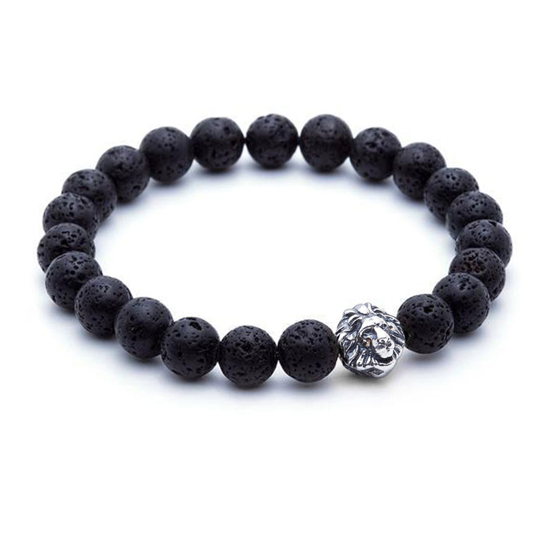 Leo Beaded Bracelets - Oxidised Silver - Lavastone