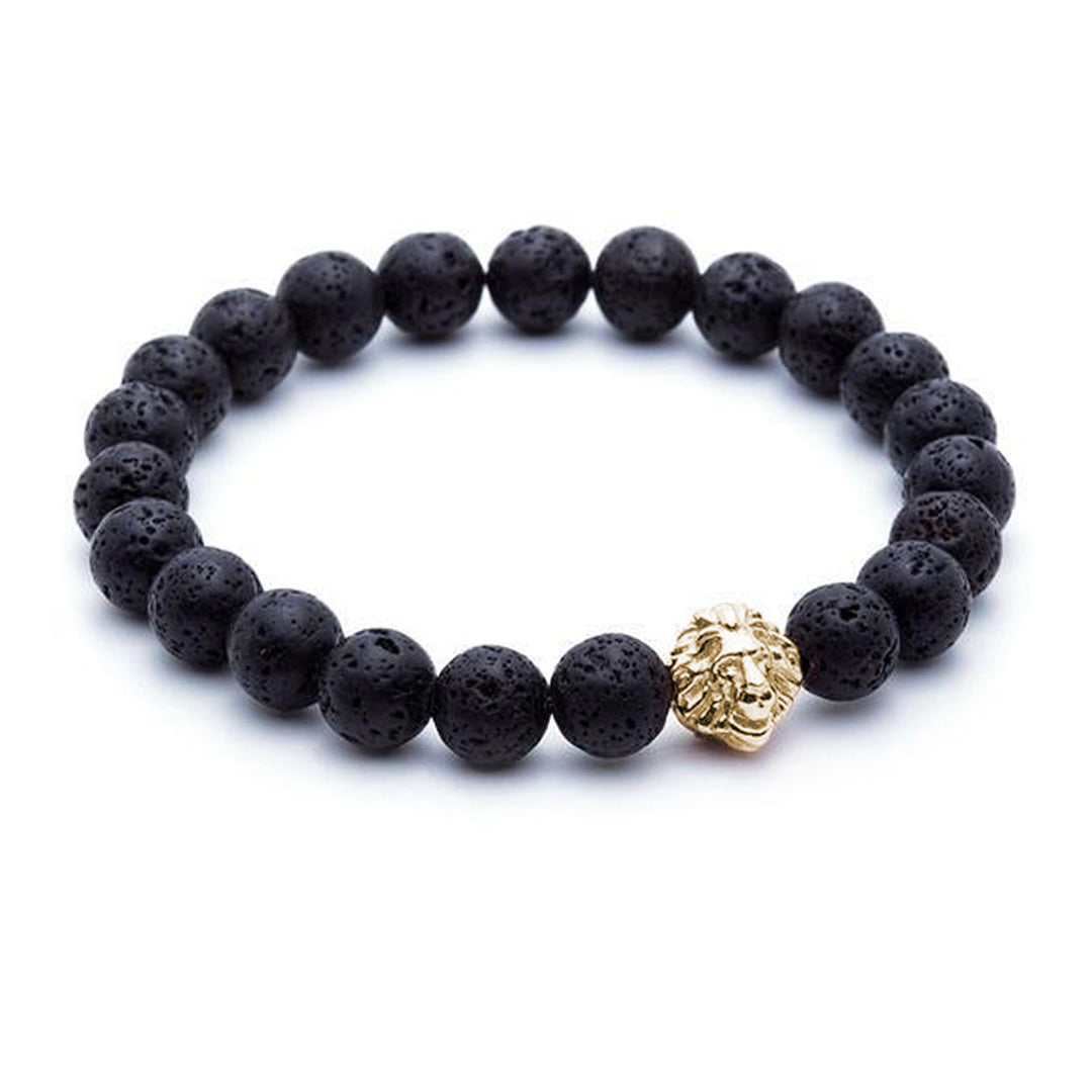 Mens Leo Beaded Bracelets - Yellow Gold