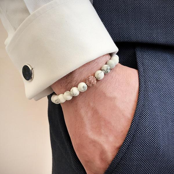 Leo Beaded Bracelets rose gold howlite