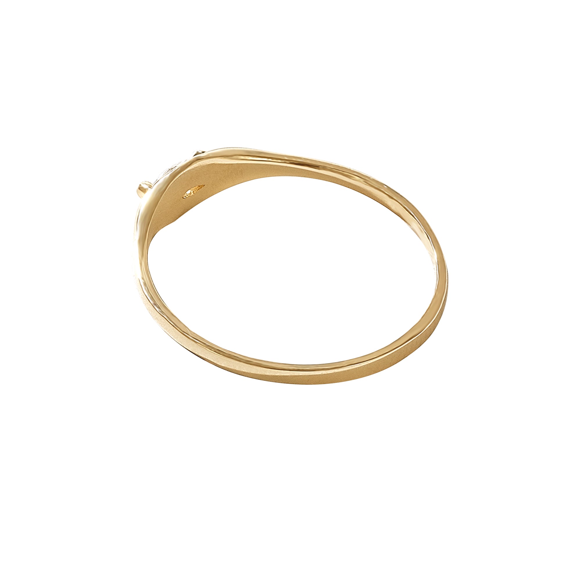 Solid Gold Tiny Signet Ring - 0.06ct Marquise Diamond - VVS