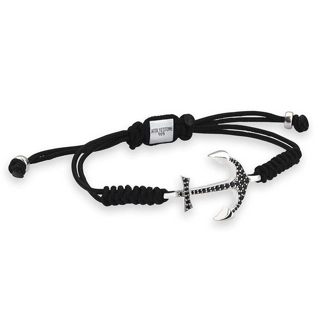 Anchor Macrame Bracelet Black String