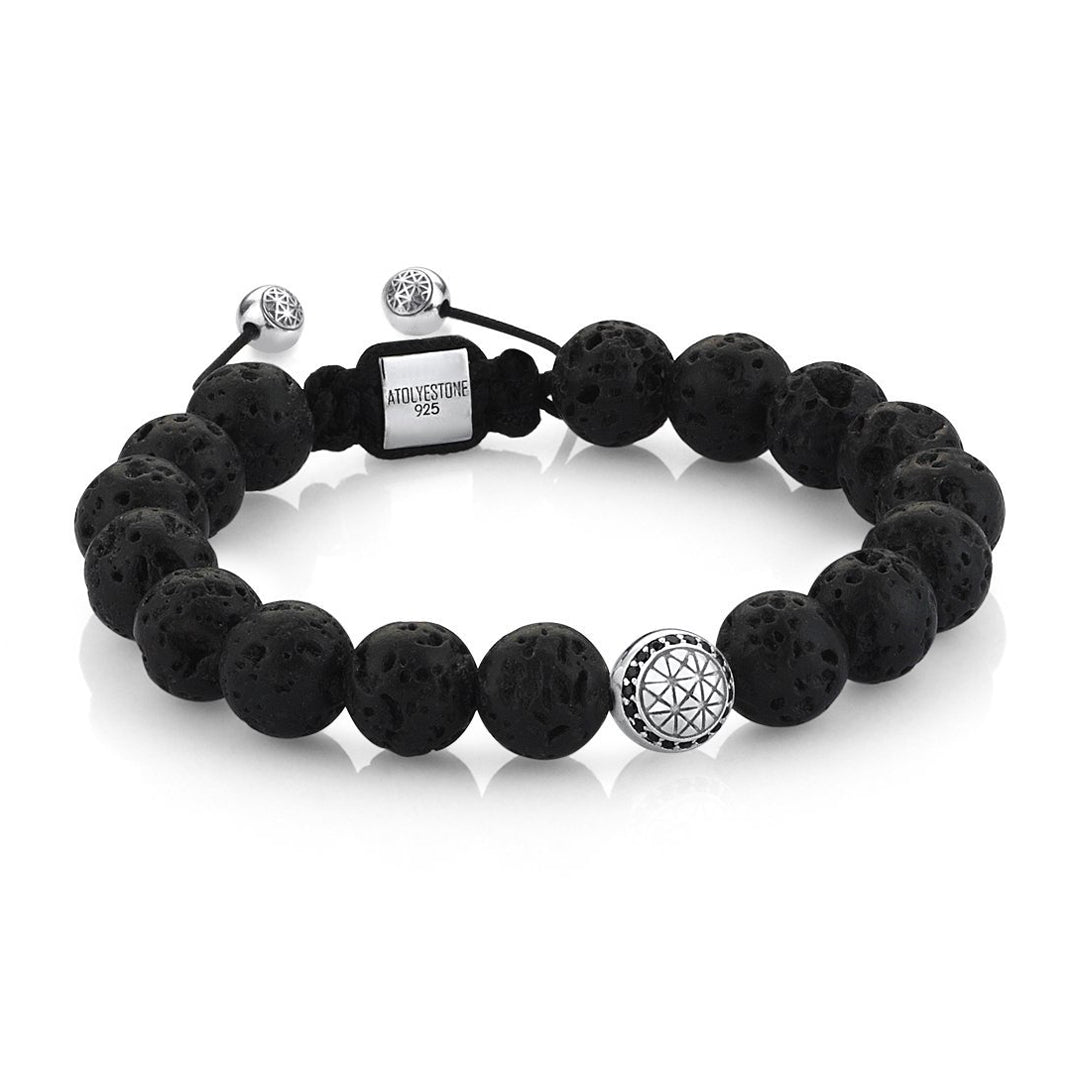 Atolyestone Beaded Macrame Bracelet - Silver - Lavastone