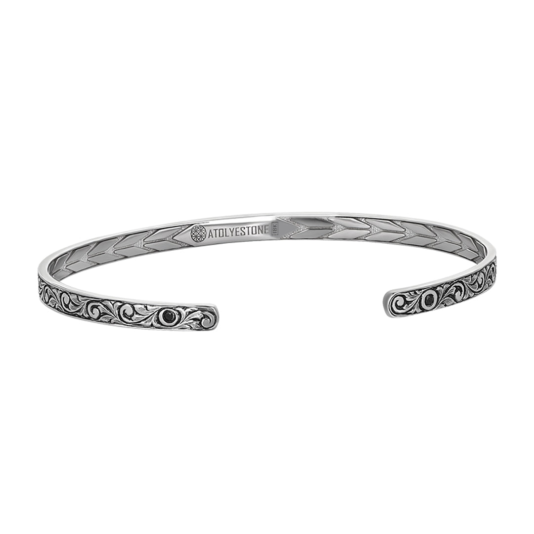 0.16ct Black Diamond Real White Gold Cuff for Men