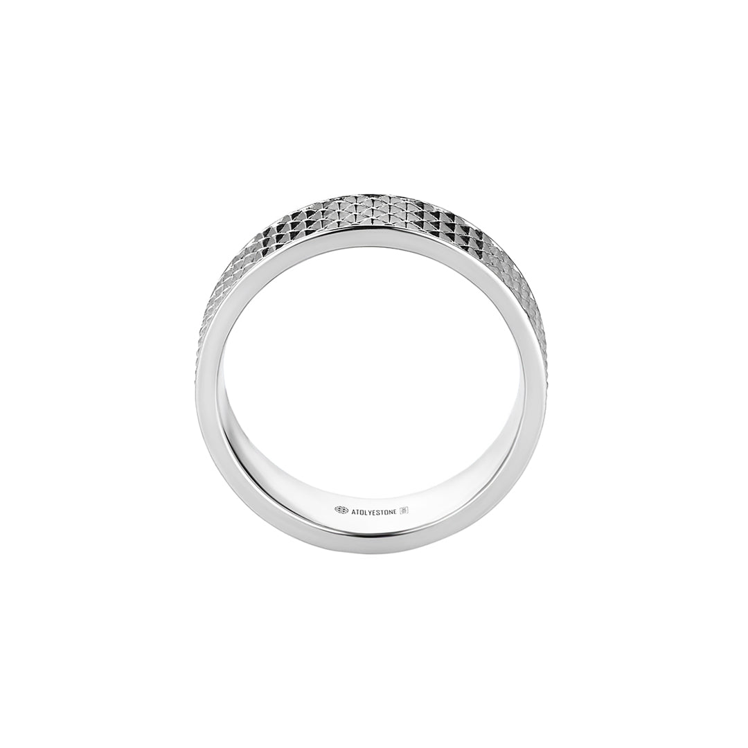 Men's 6.50mm Pyramid Wedding Band in Solid White Gold