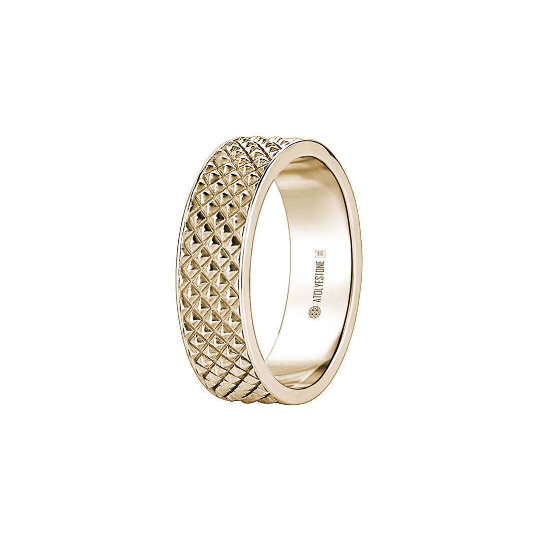 Men's Real Yellow Gold Pyramid Band Ring