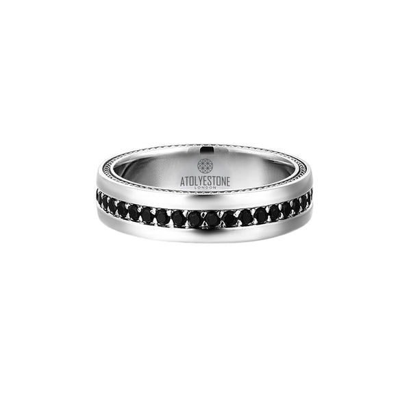 Men's Silver Band Ring Paved with CZ or Diamonds - Atolyestone