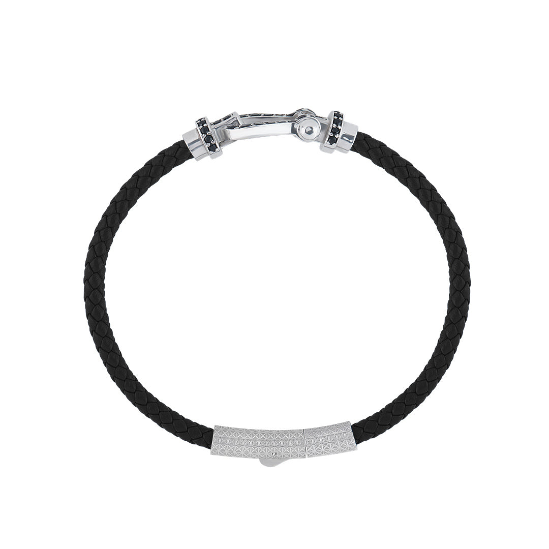 Diamond PAve Gold Buckle Leather Bracelet for Men