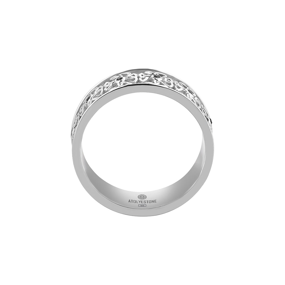 0.06ct Black Diamond Paved Celtic Band Ring in 925 Solid Silver