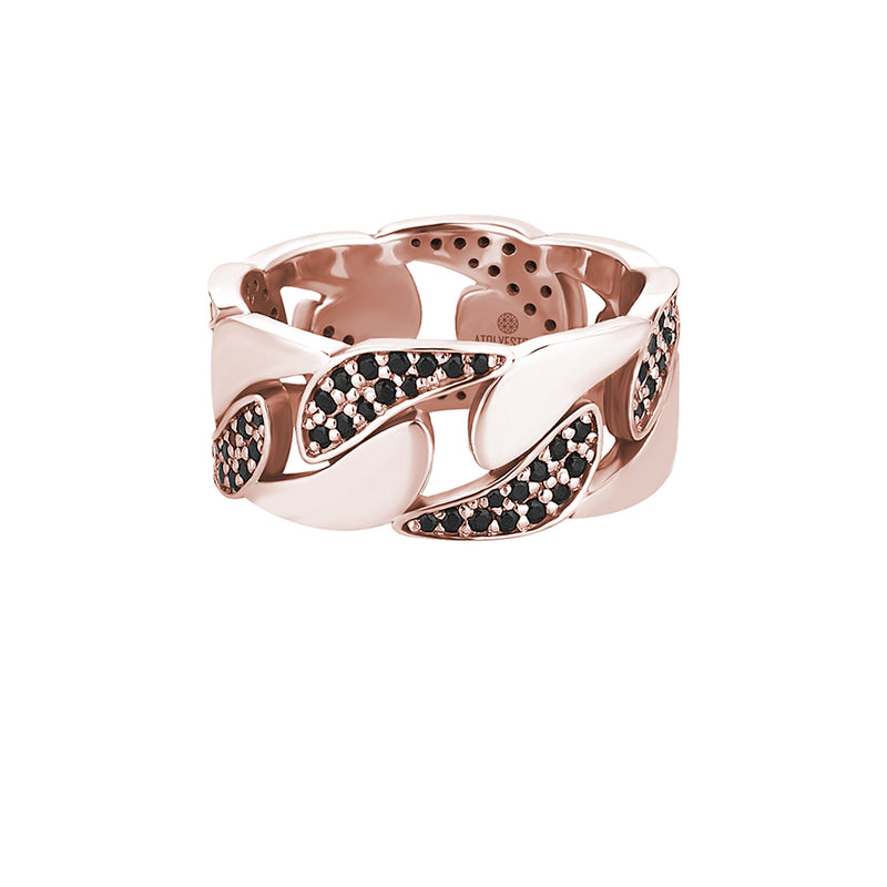 Men's Paved Cuban Link Ring in Real Rose Gold