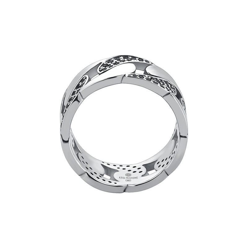Men's Paved Chain Ring in Sterling Silver