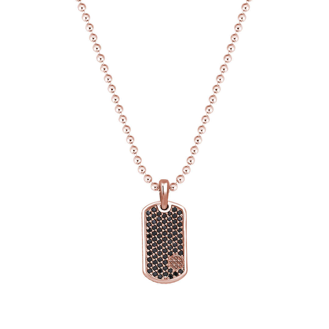 Pave Tag Necklace - Rose Gold - Black Diamond