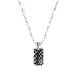 Pave Tag Necklace- Solid Silver