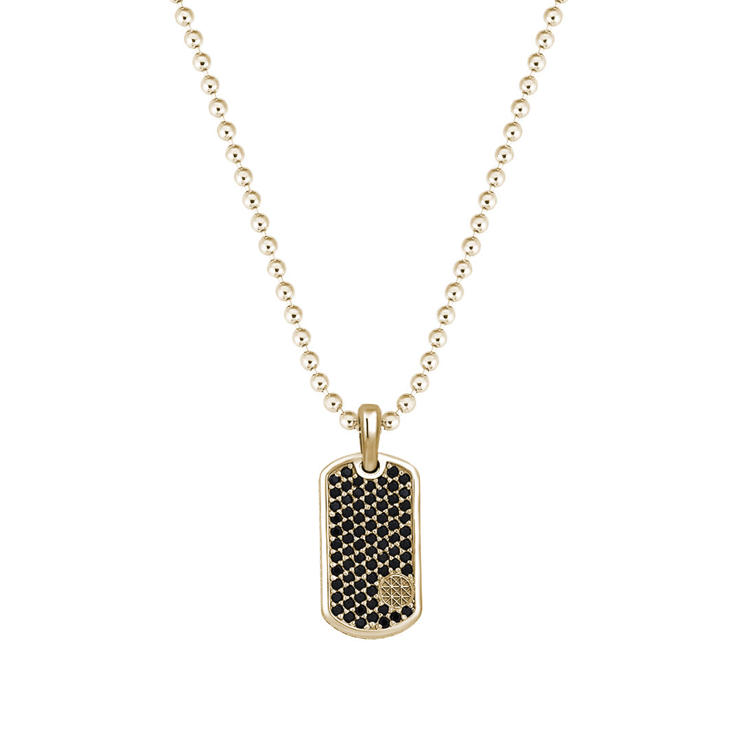 Pave Tag Necklace - Yellow Gold