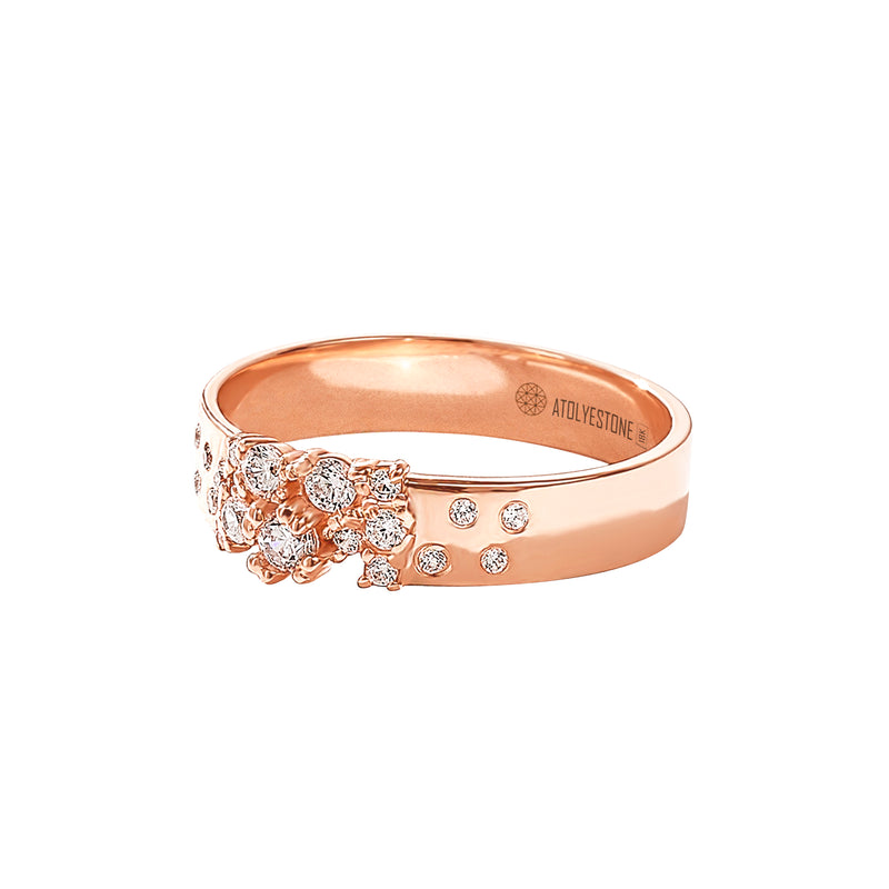 Women's 0.35ctw Diamond Cluster Real Rose Gold Band Ring