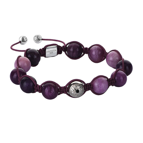 Purple Fluorite Beaded Macrame Bracelet