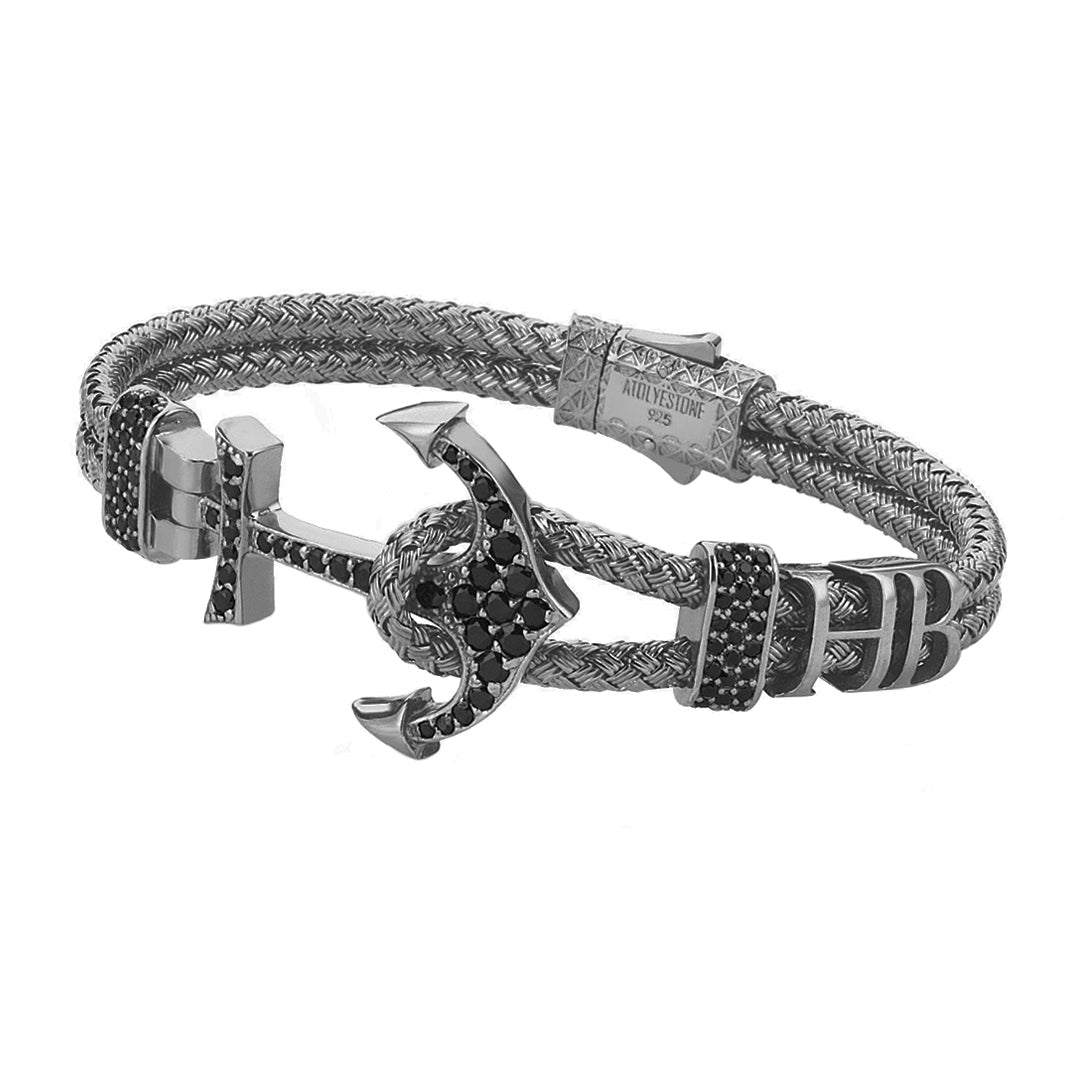 Mens Statements Anchor Bangle - Gunmetal