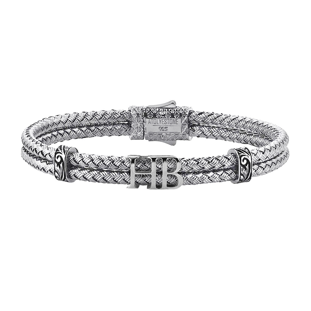 Mens Statements Bangle Bracelet - White Gold